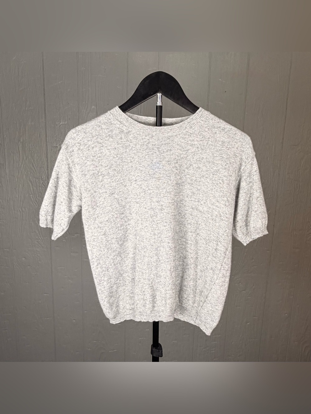 Bianco & Blu Italy Cashmere Silk Wool Blend Knit Top Short Sleeve Gray S/P Soft